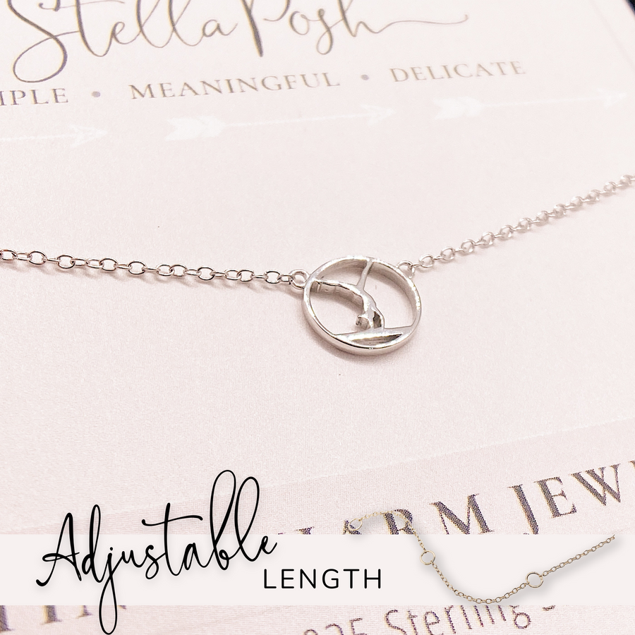 Adjustable .925 silver Tiny Gymnastics Necklace.