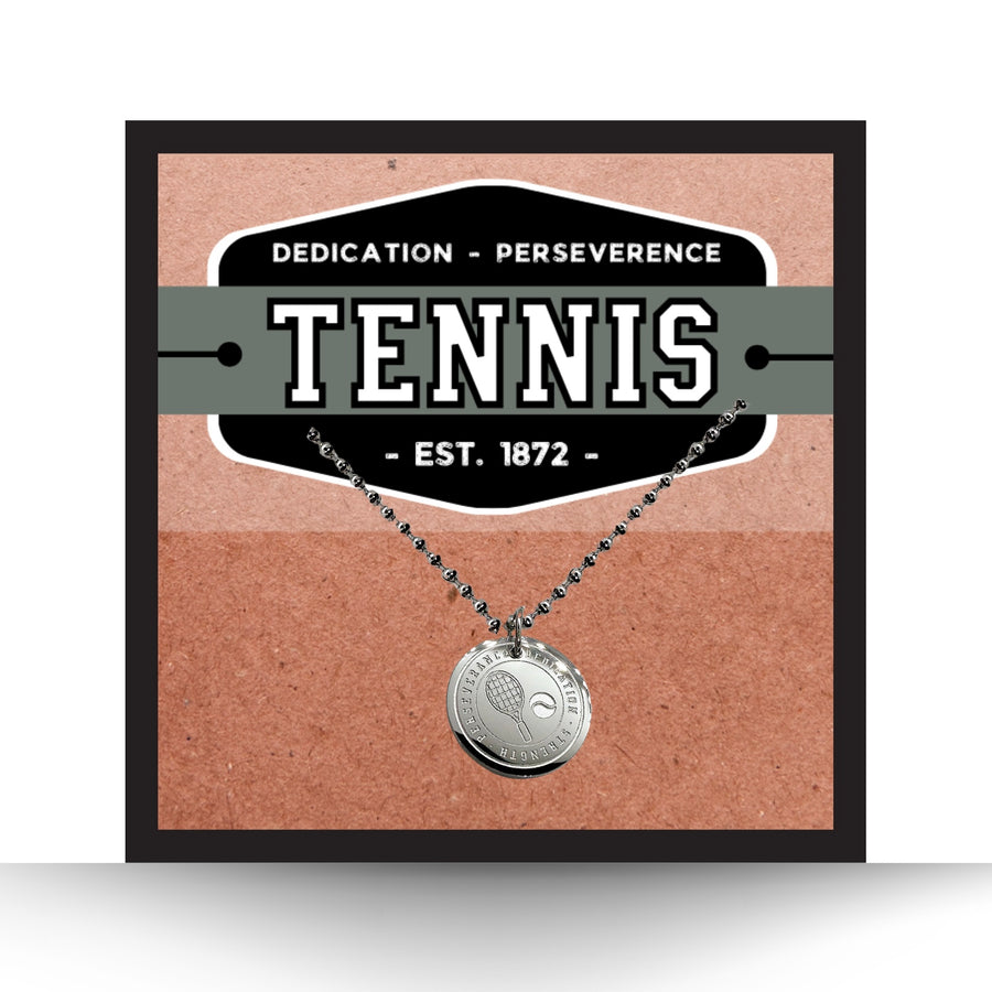16MM Tennis disc charm necklace.
Dedication - Strength - Perseverance