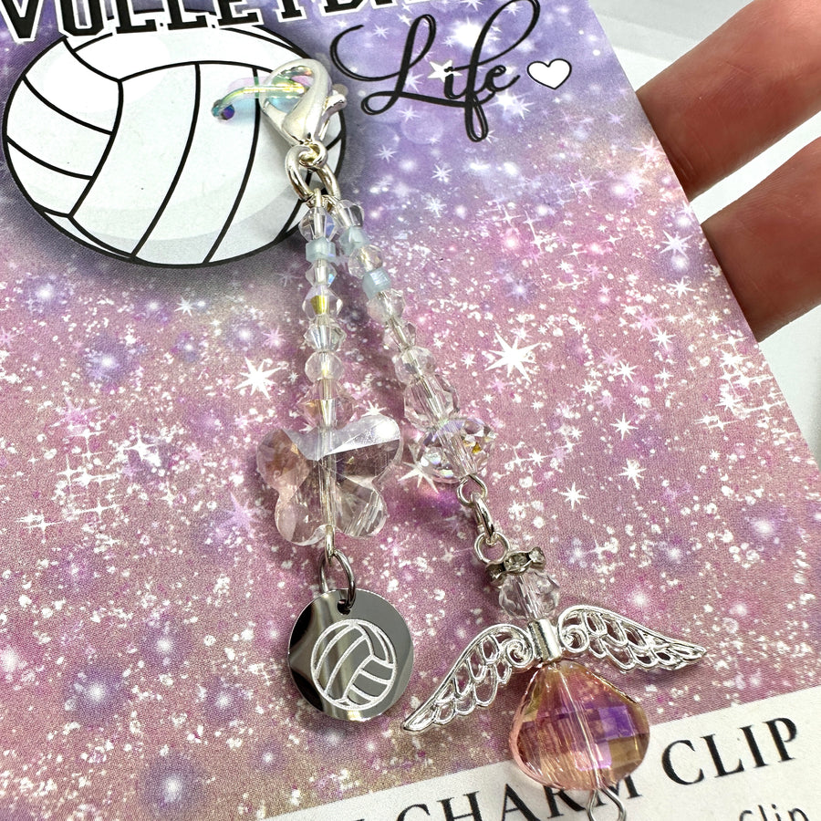 Volleyball Charm Clip with 'Volleyball' charm, the PERFECT little something.