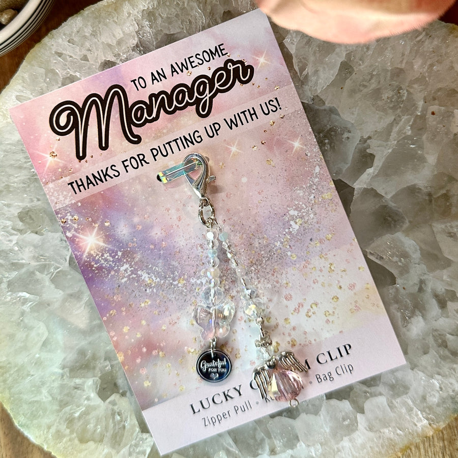 Awesome Manager Charm Clip with 'Grateful for you' charm, the PERFECT little something.