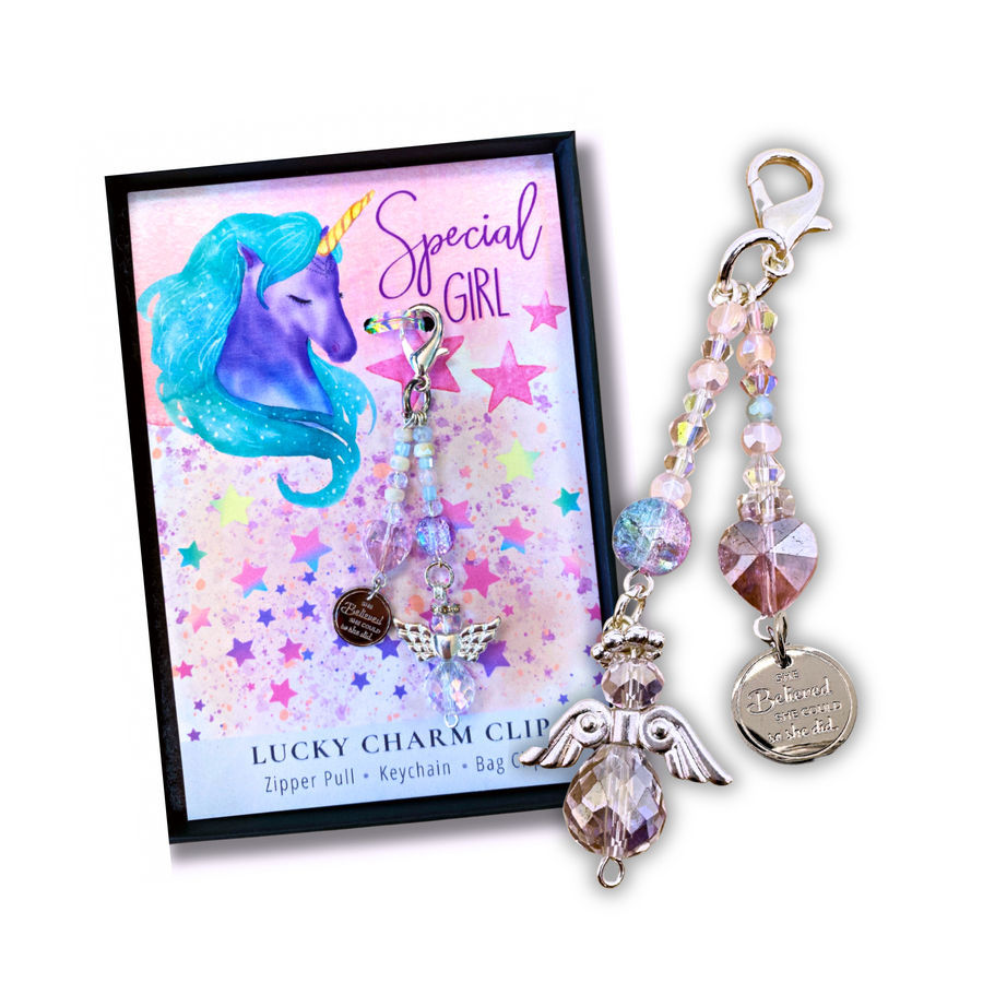 Special Girl Charm Clip, 'She Believed she could so she did' charm, that PERFECT little something!