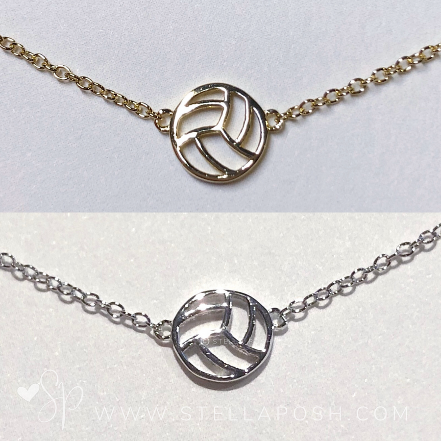 Tiny, dainty .925 silver Volleyball Necklaces in gold and silver.