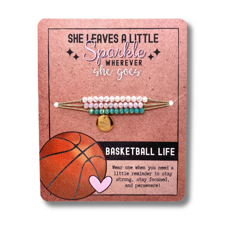 Basketball Life Charm Bracelet Set with 14K Gold plated 'Basketball' charm.