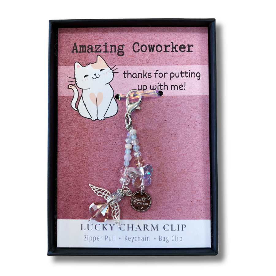 Coworker Charm Clip with 'Grateful for You' and a heart charm, that PERFECT little something!