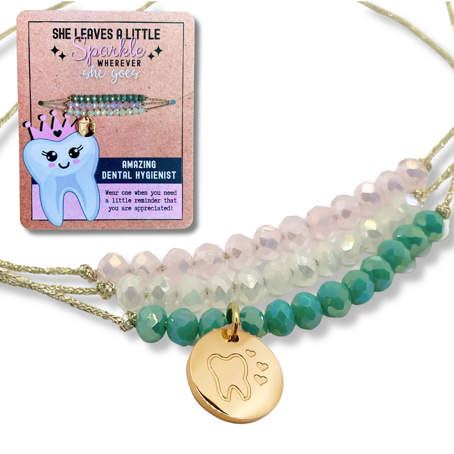 Amazing Dental Hygienist Charm Bracelet Set with 14K Gold plated 'Tooth' charm.