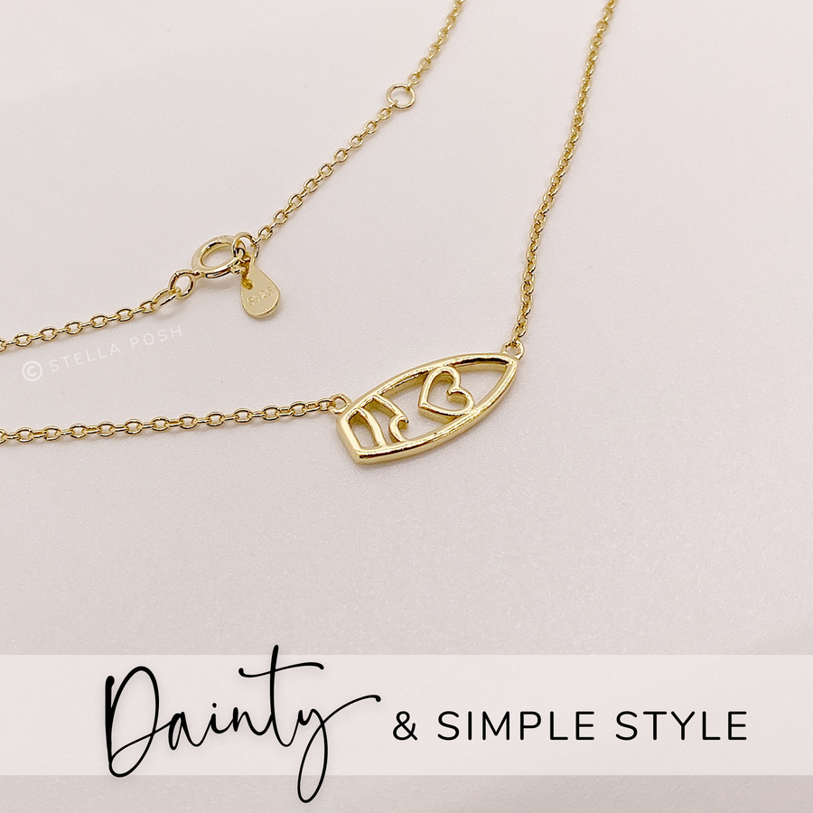 .925 silver Surfboard Necklace in gold.