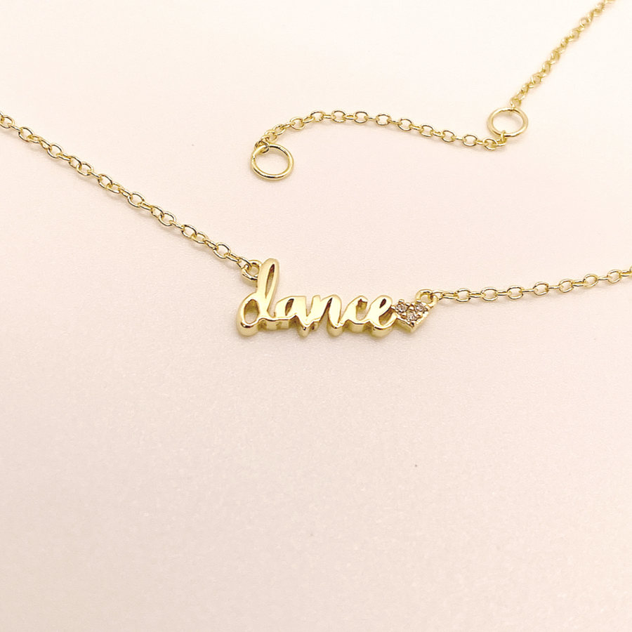 .925 silver Tiny Dance Necklace in gold, with premium cubic zirconias.