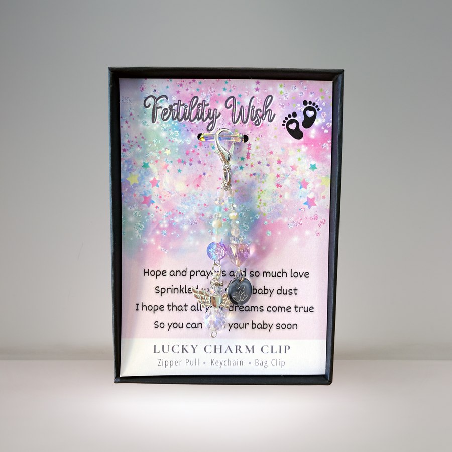 Fertility Wish Charm Clip with 'Lotus Blossom' charm. that PERFECT little something!