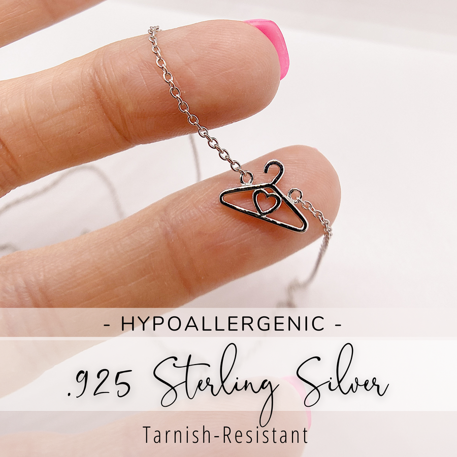 Hypoallergenic .925 sterling silver Hanger necklace.