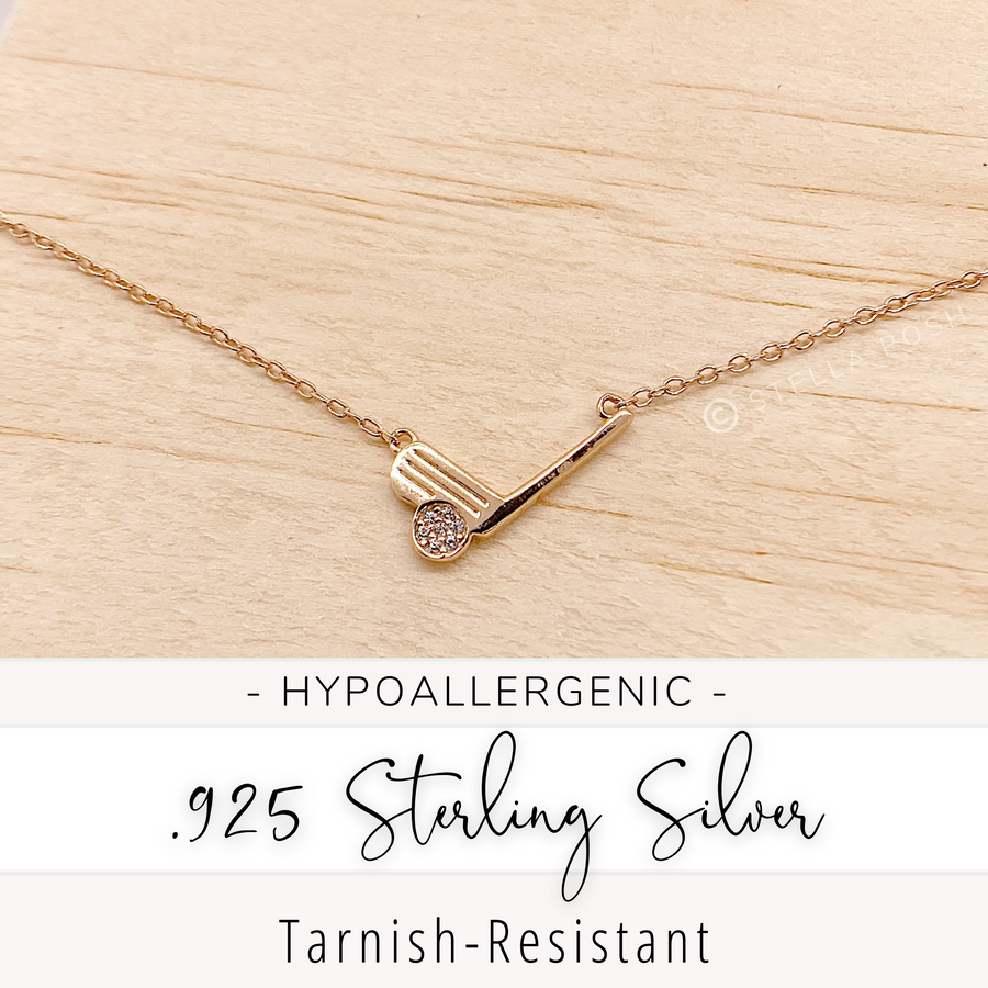.925 silver Tiny Golf Necklace with tiny premium cubic zirconias.