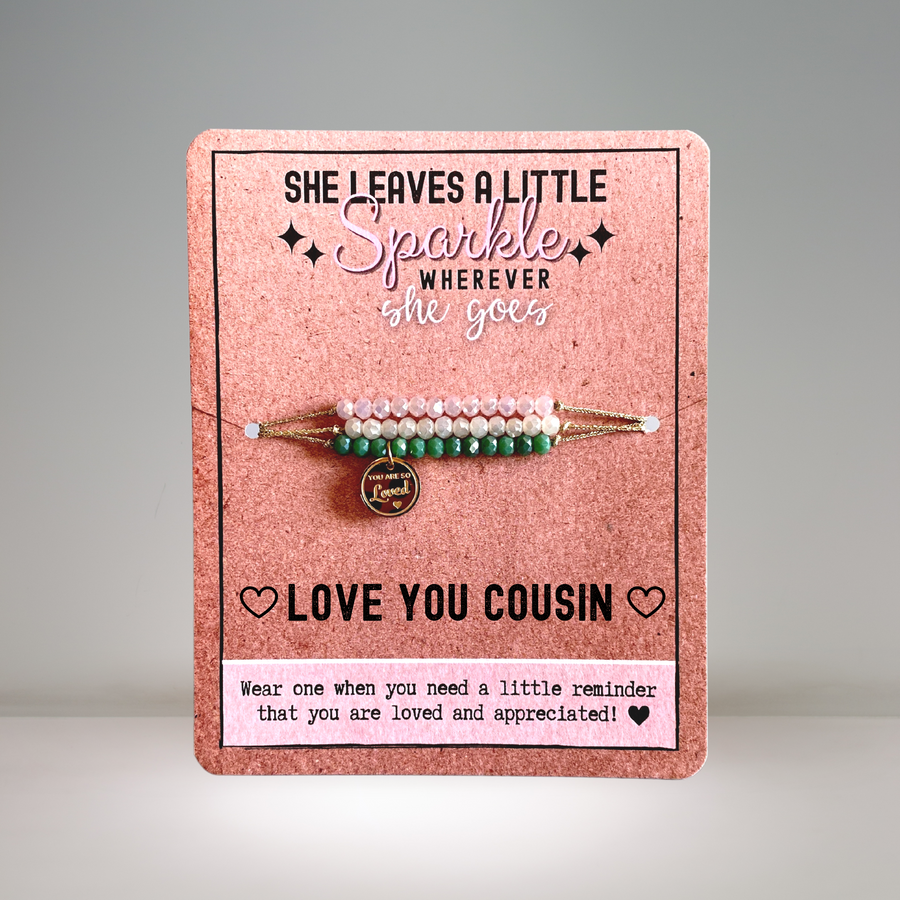 Love You Cousin Charm Bracelet Set with 14K Gold plated 'You are so Loved' charm.