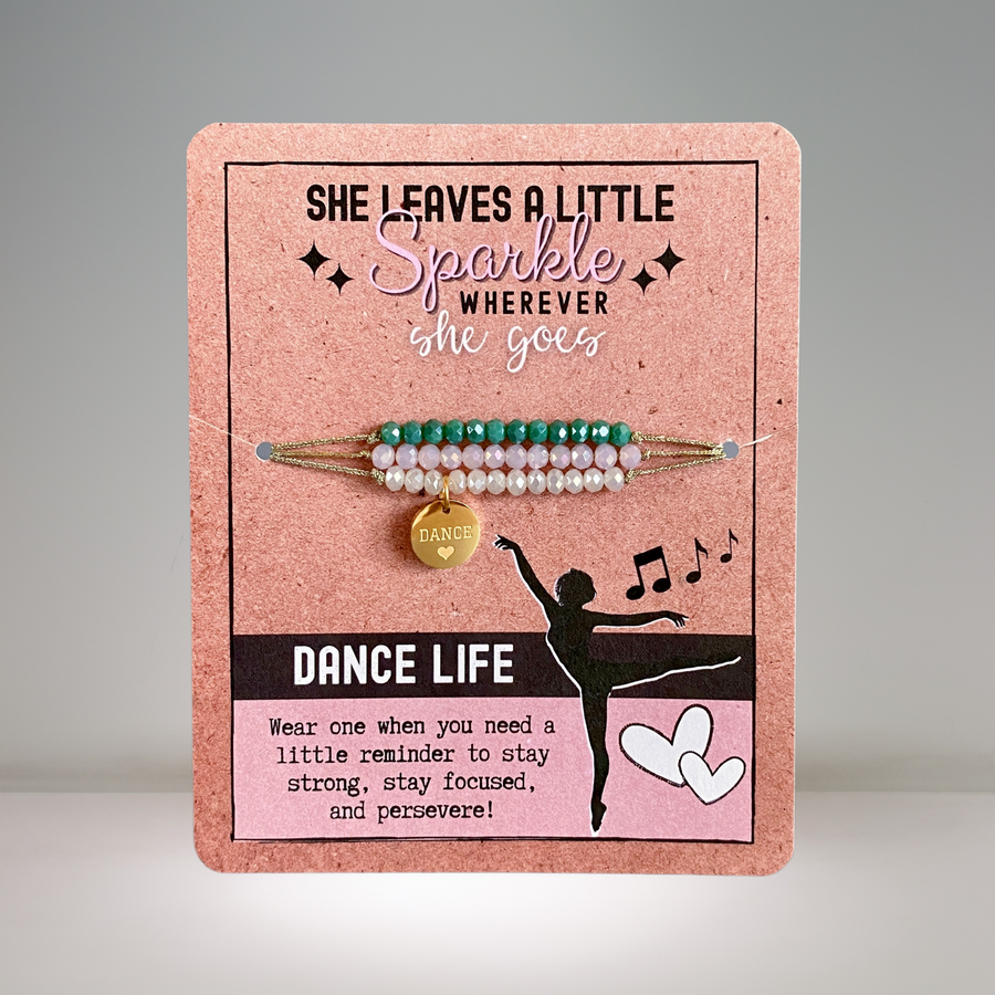Dance Life Charm Bracelet Set with 14K Gold plated 'Dance' charm.