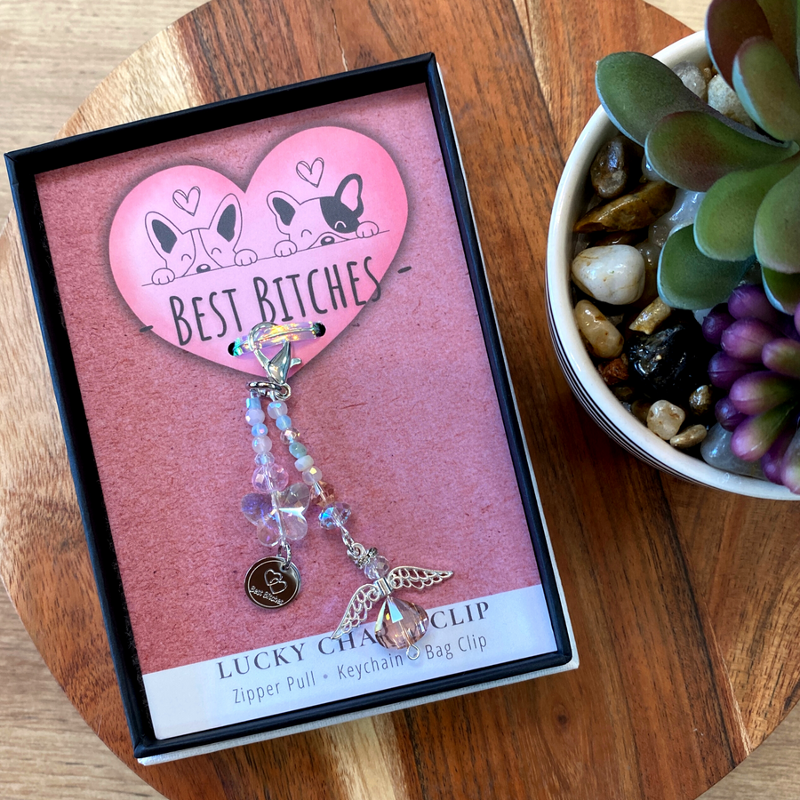 Best Friends Charm Clip with 'Best Bitches' with 2 hearts charm that PERFECT little something!