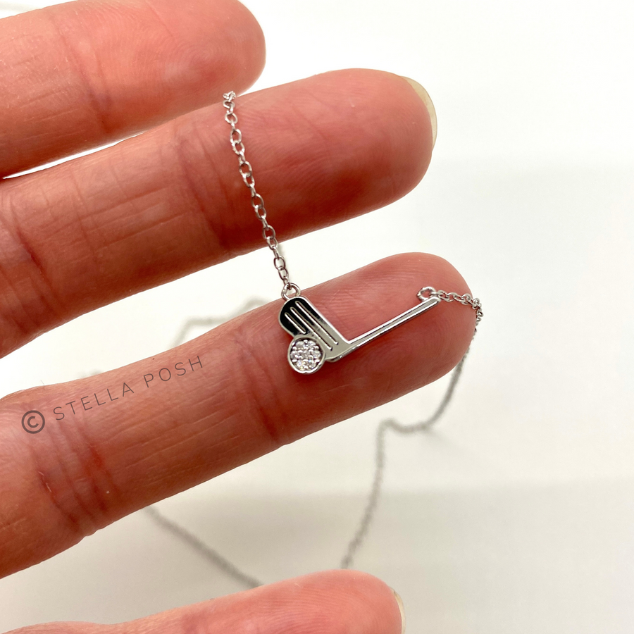 .925 silver Tiny Golf Necklace with tiny premium cubic zirconias.