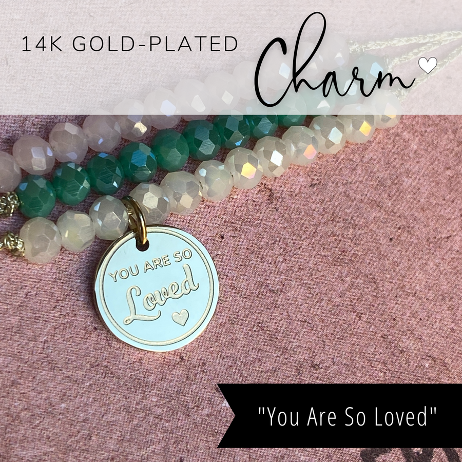 Amazing Friend Charm Bracelet set with 14K Gold plated 'You are so Loved' charm.