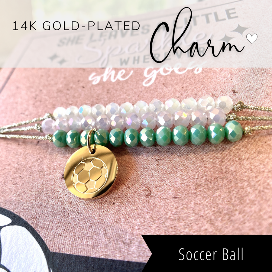Soccer Life Charm Bracelet set with 14K Gold plated 'Soccer Ball' charm.