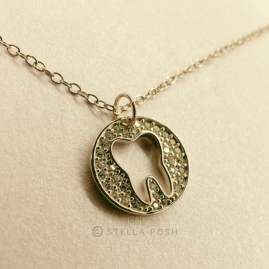  .925 silver Disc Tooth Necklace.