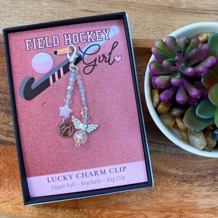 Field Hockey Girl Charm Clip with 'Field Hockey' charm, that PERFECT little something!