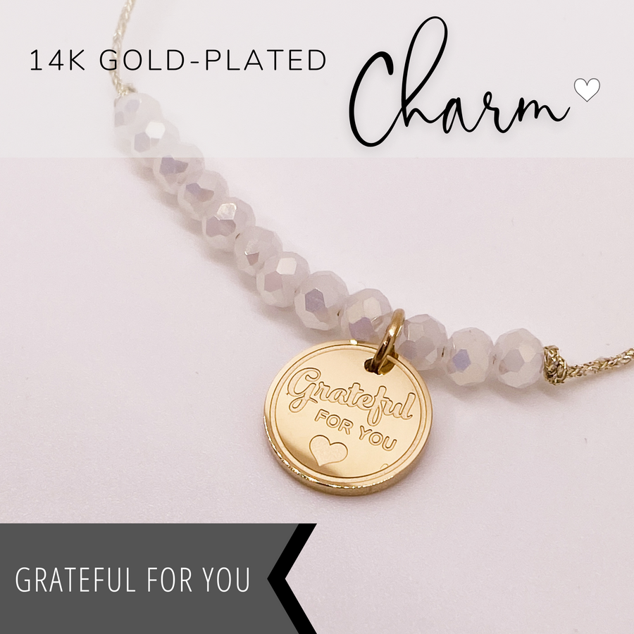 Amazing Mother-in-Law Charm Bracelet set with 14K Gold plated 'Grateful for You' charm.
