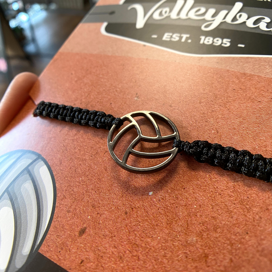 Volleyball adjustable unisex wristband, mounted and ready for gift giving.