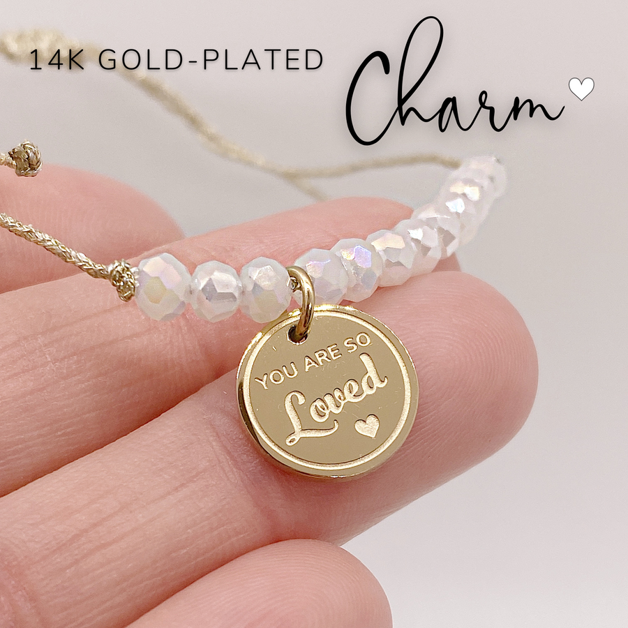 Happy Birthday Charm Bracelet set with 14K Gold plated 'You are so Loved' charm.
