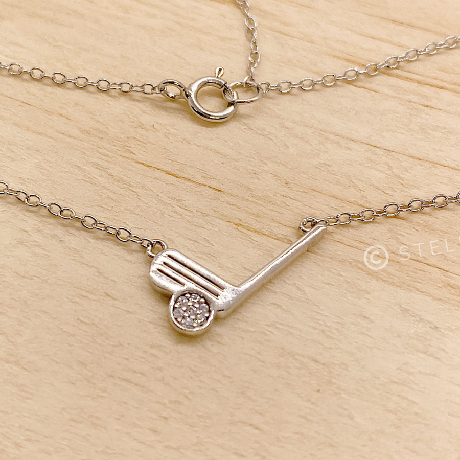 .925 silver Tiny Golf Necklace with tiny premium cubic zirconias.