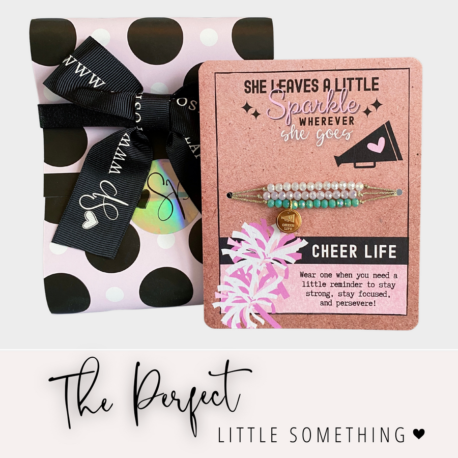 Cheer Life Charm Bracelet set with gift ready packaging; the PERFECT little something.