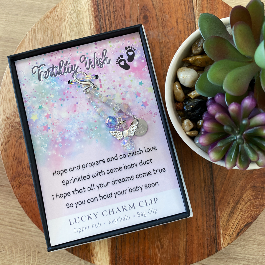 Fertility Wish Charm Clip with 'Lotus Blossom' charm. that PERFECT little something!
