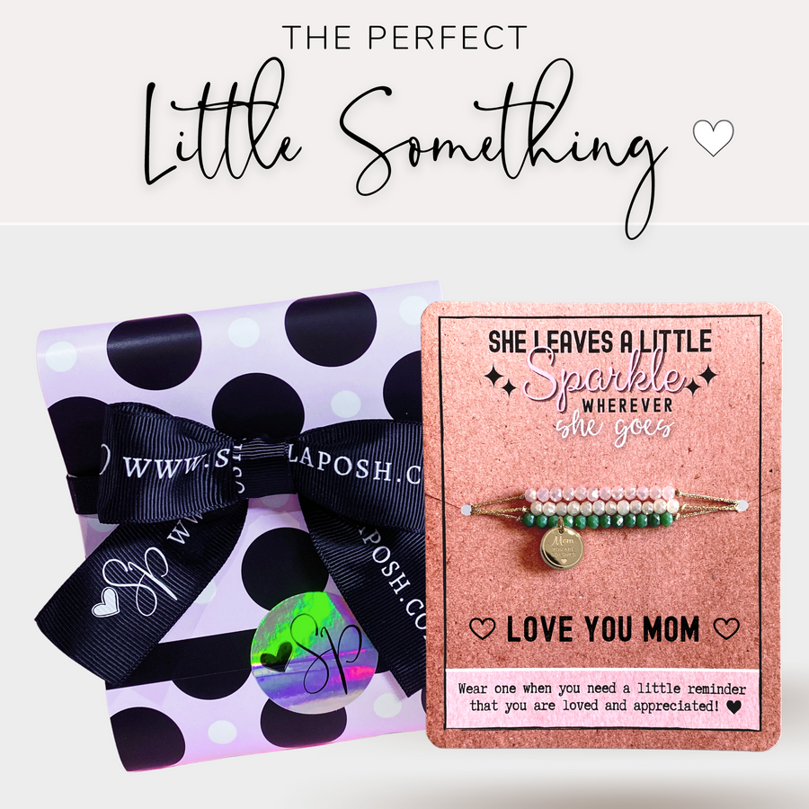 Love You Mom Charm Bracelet set with gift ready packaging; the PERFECT little something.