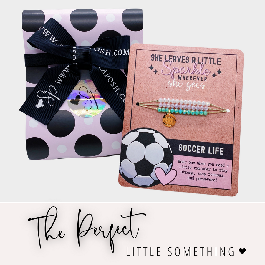 Soccer Life Charm Bracelet set with gift ready packaging; the PERFECT little something.