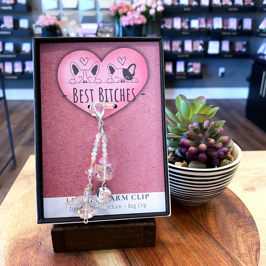 Best Friends Charm Clip with 'Best Bitches' with 2 hearts charm, that PERFECT little something!
