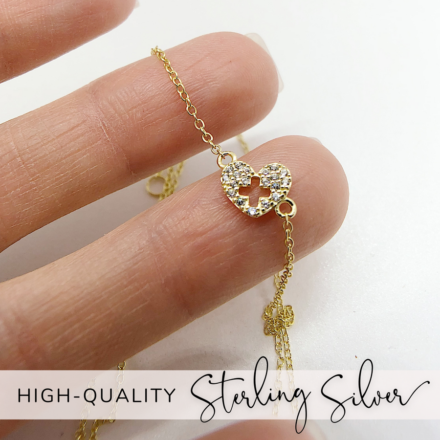 Tiny 925 sterling silver Nurse Necklace in gold with premium cubic zirconias.