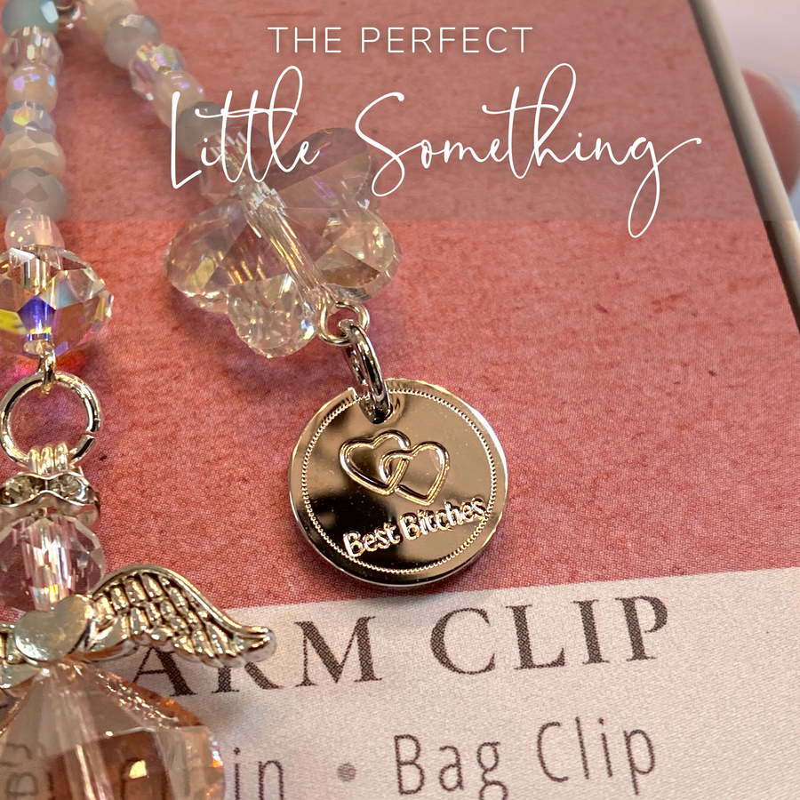 Best Friends Charm Clip with 'Best Bitches' with 2 hearts charm, that PERFECT little something!