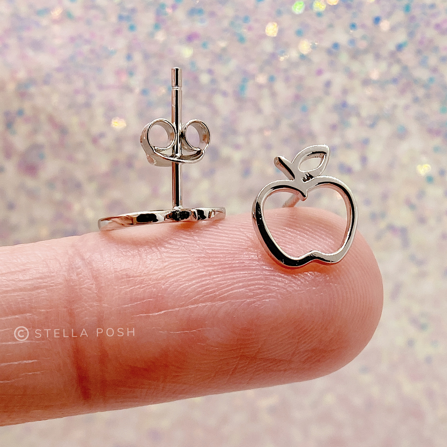 Dainty .925 Sterling Silver Apple Earrings Perfect for a Teacher Gift.