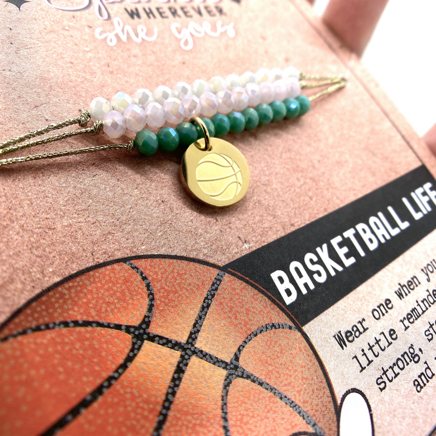 Basketball Life Charm Bracelet Set with 14K Gold plated 'Basketball' charm.