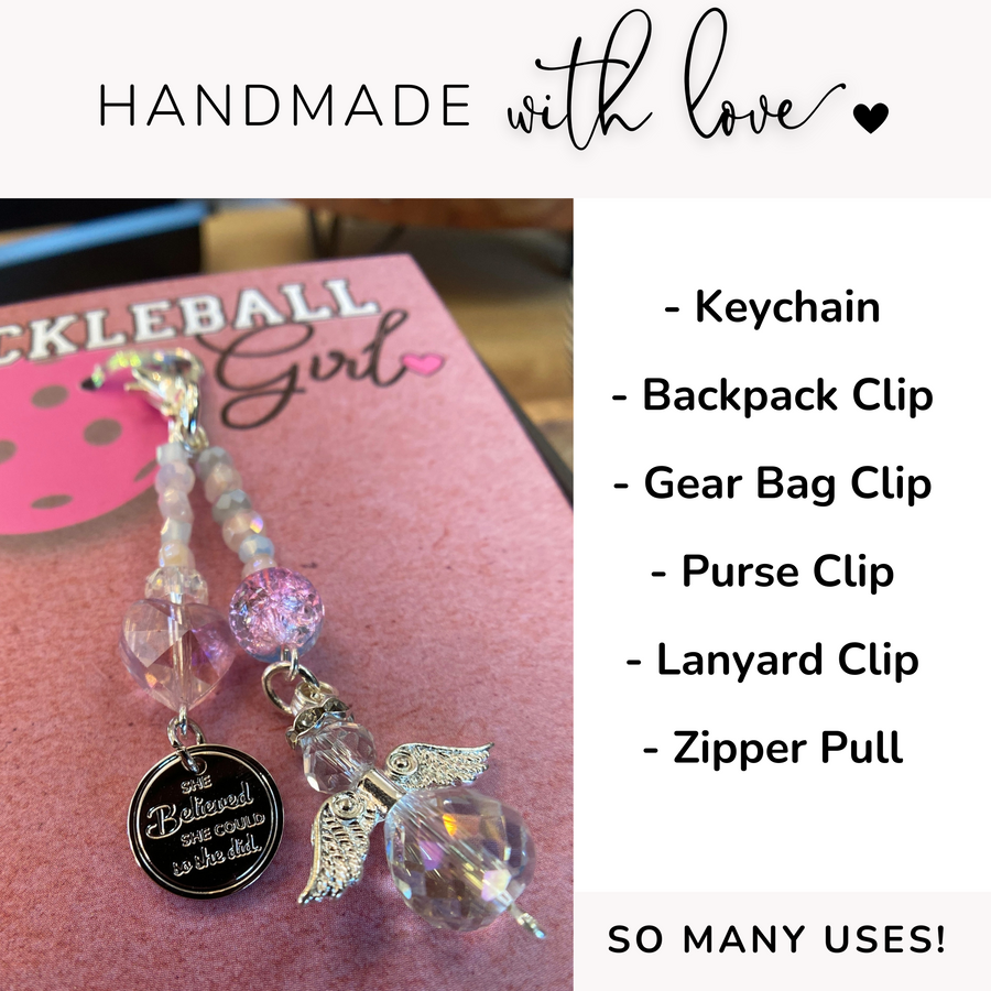 So Many Uses! Pickleball Girl Charm Clip, handmade with love!