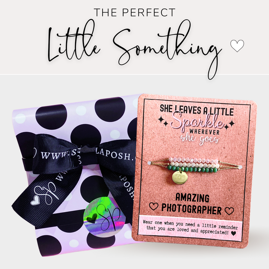 Amazing Photographer Bracelet set with gift ready packaging; the PERFECT little something.