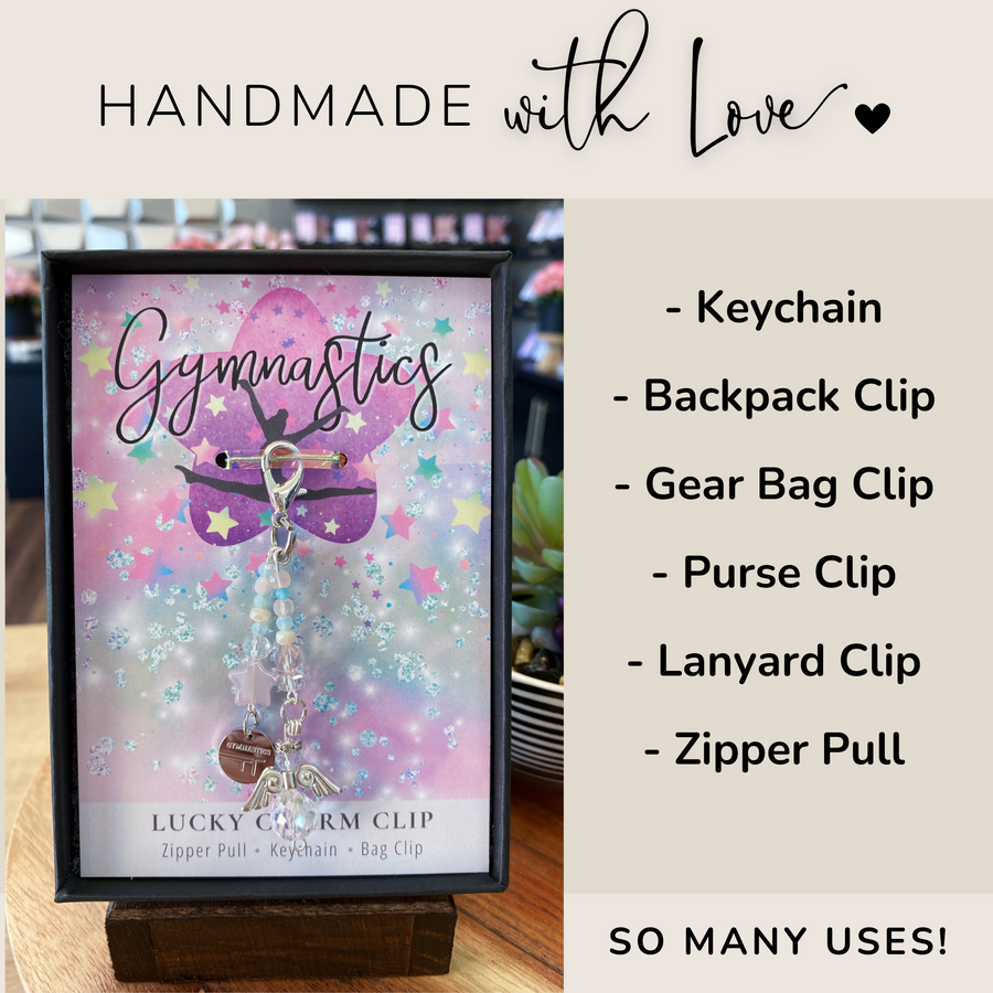 So Many Uses! Gymnastics Charm Clip, 'Gymnastics' charm, handmade with love!