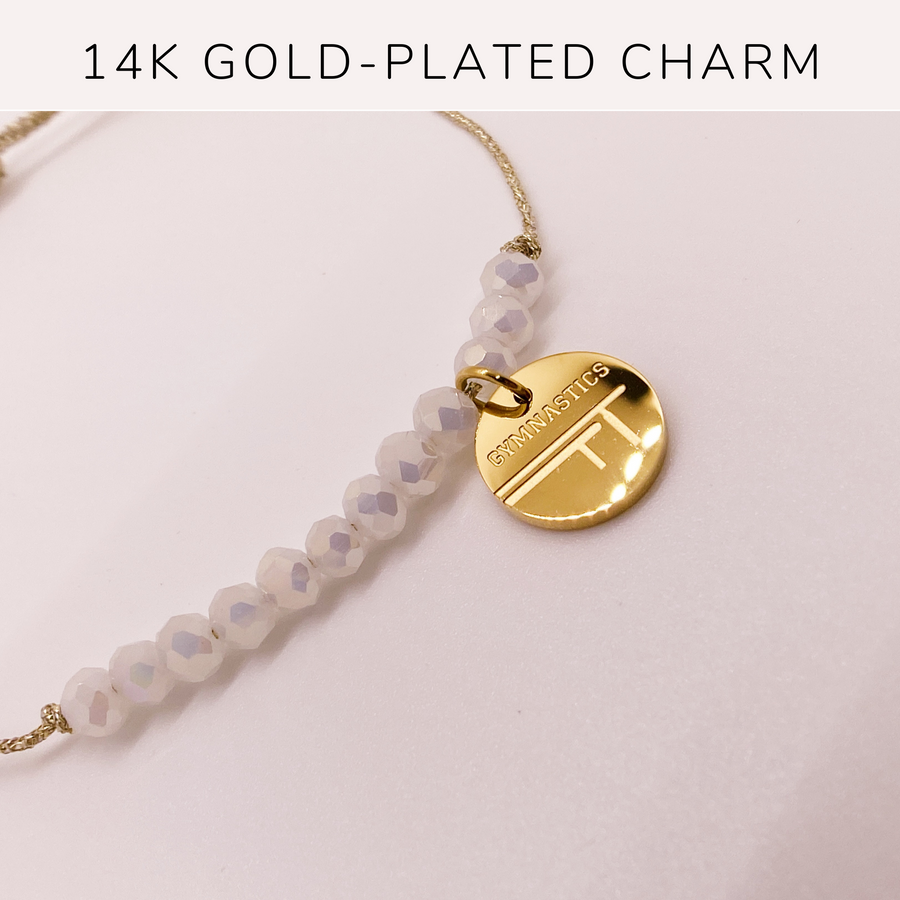 Gymnastics Life Charm Bracelet set with 14K Gold plated 'Gymnastics' charm.