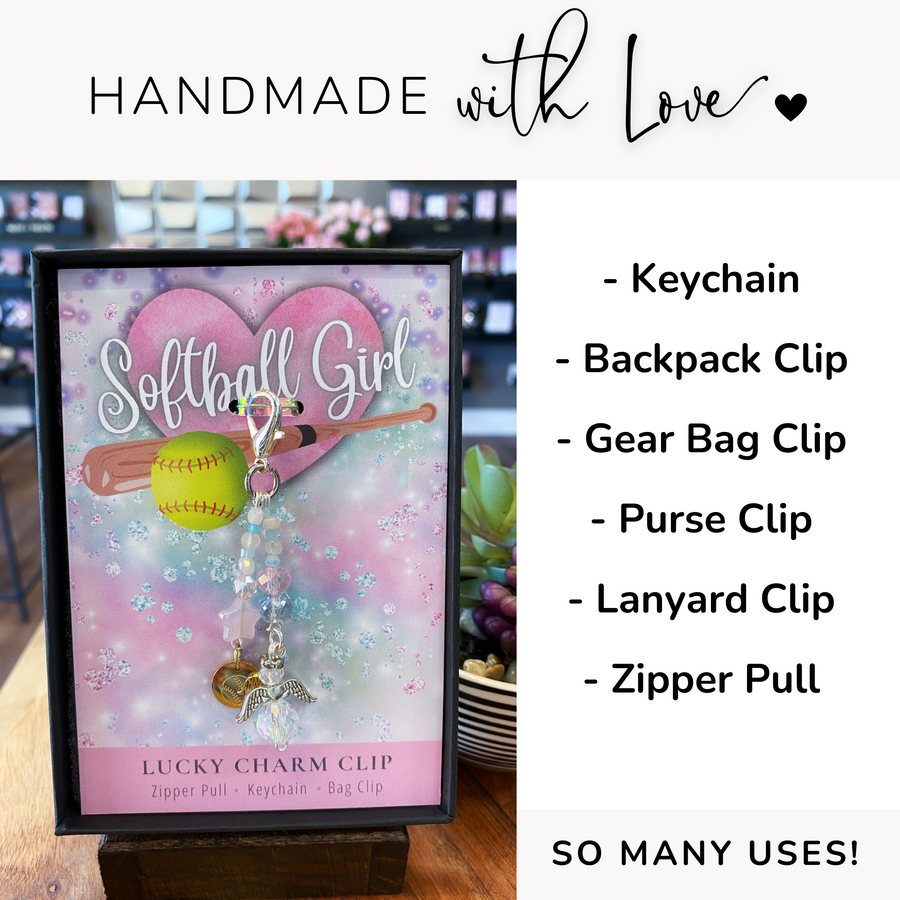 So Many Uses! Softball Girl Charm Clip, handmade with love!