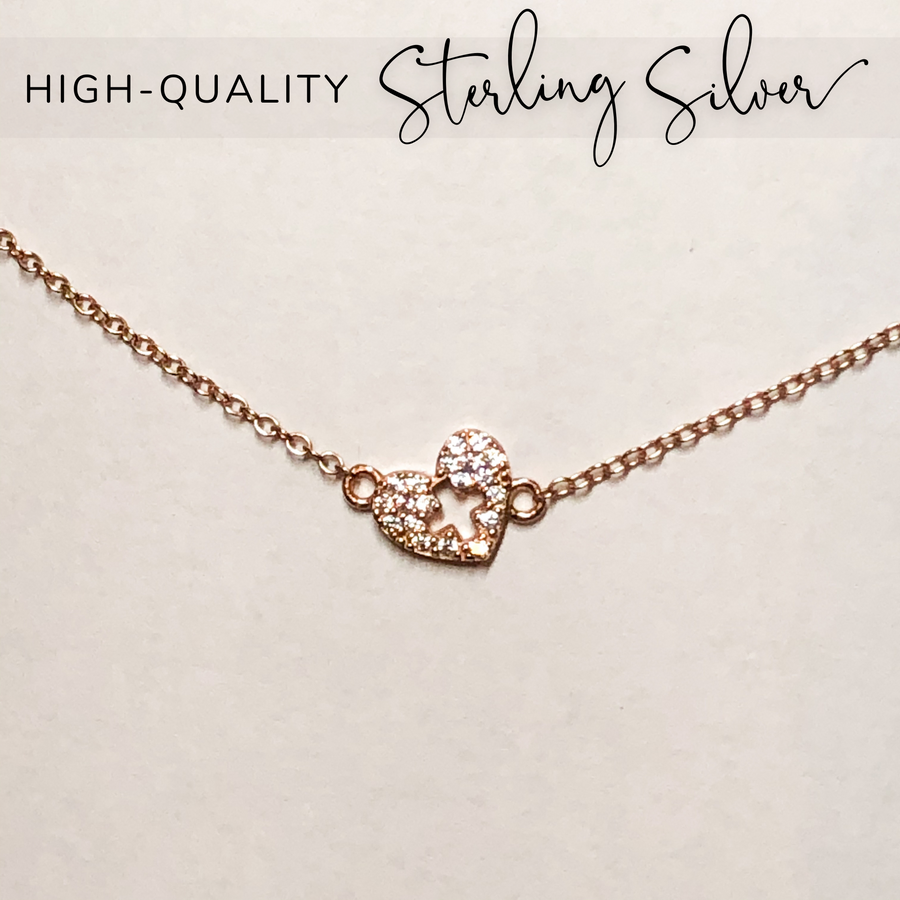 Tiny .925 sterling silver Nurse Necklace in rose gold with premium cubic zirconias.