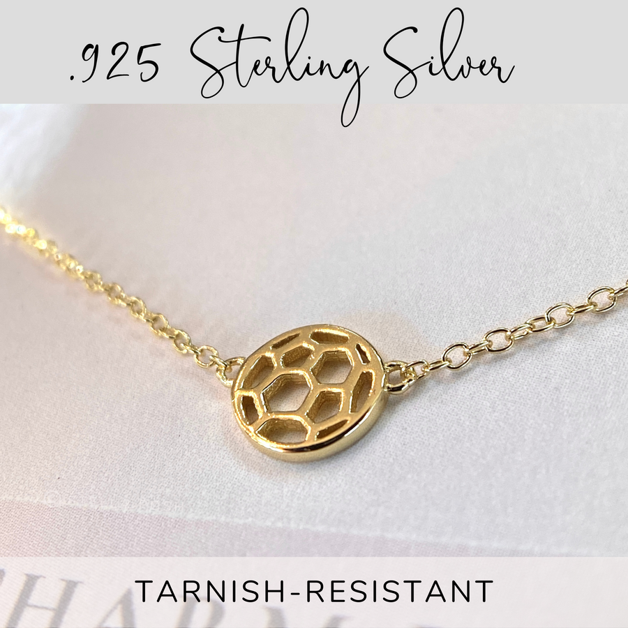 .925 sterling silver Soccer Necklace in gold