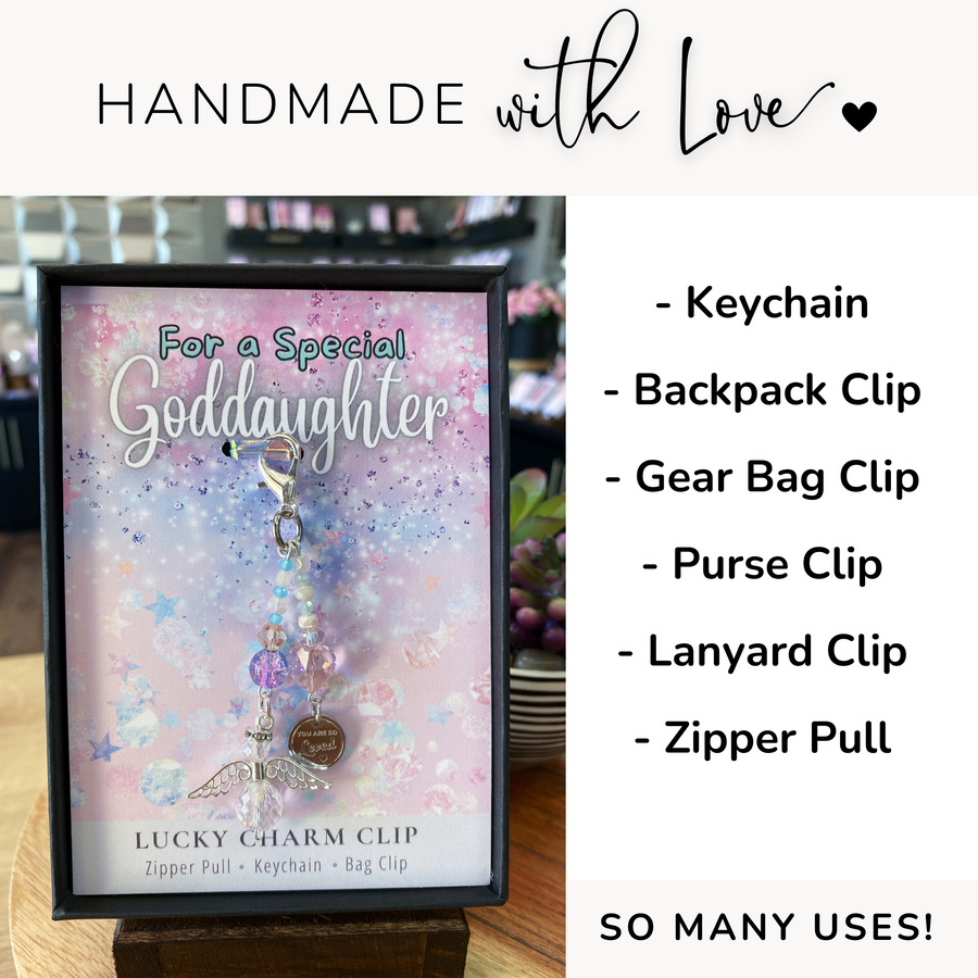So Many Uses! Special Goddaughter Charm Clip, handmade with love!