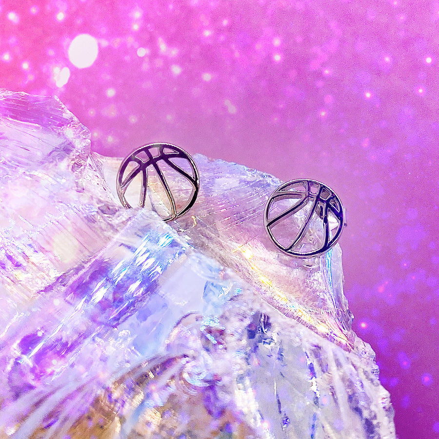 Tiny .925 Sterling Silver Basketball Earrings