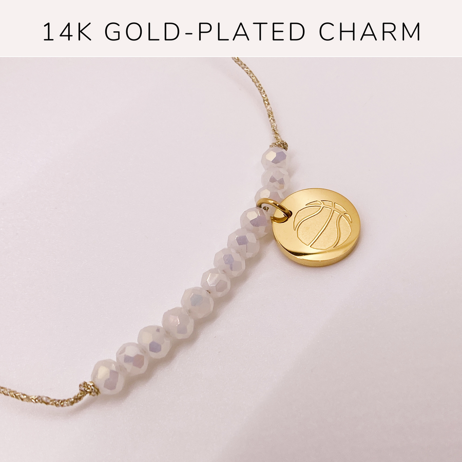 Basketball Life Charm Bracelet with 14K Gold plated 'Basketball' charm.