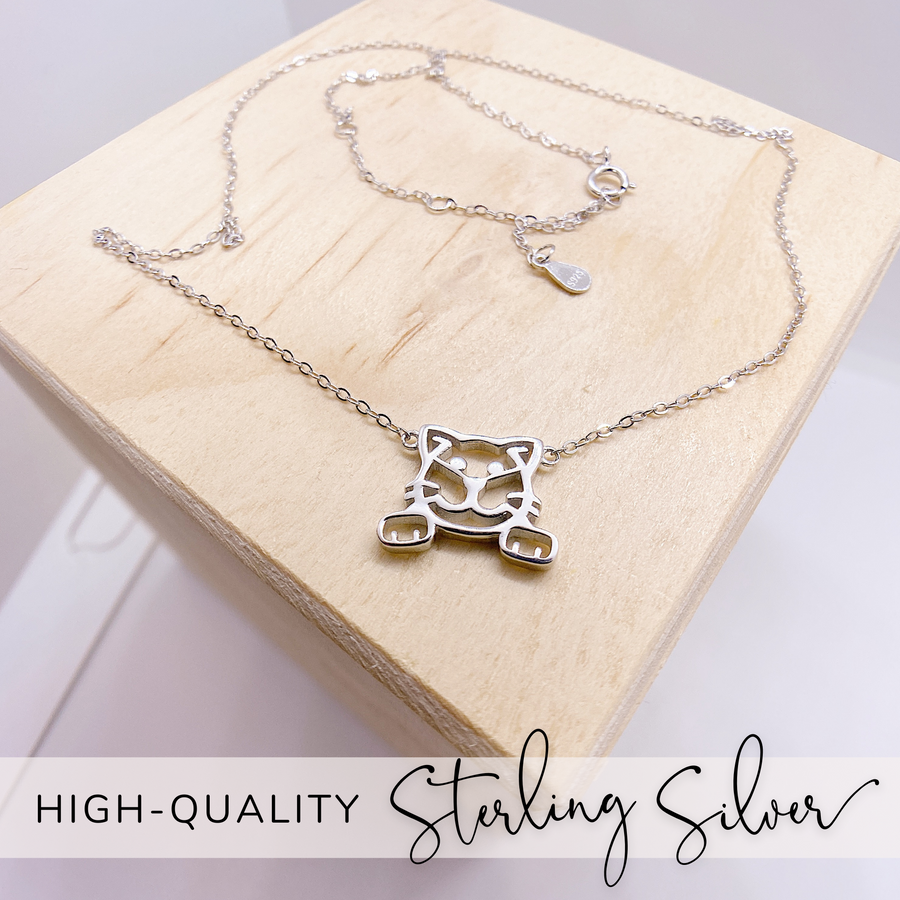 Dainty .925 sterling silver Cat Necklace.