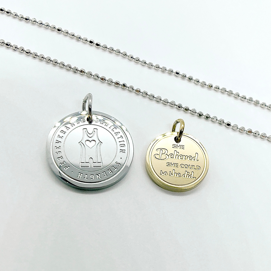 Detailed Wrestling charms and a .925 sterling silver chain, either 14K Gold plated or Rhodium plated.