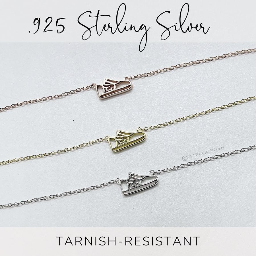 .925 silver Dainty Runner Necklaces in gold, silver, and rose gold.