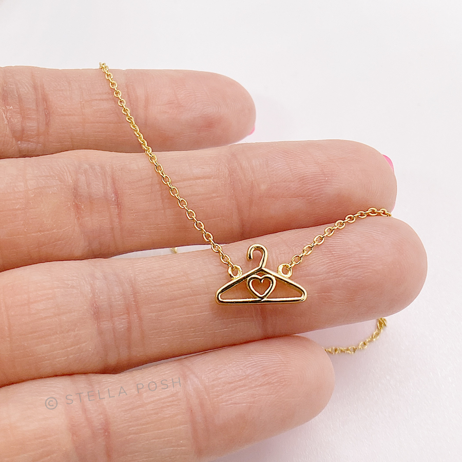 Delicate .925 silver Hanger Necklace in gold, ready to layer and stack.