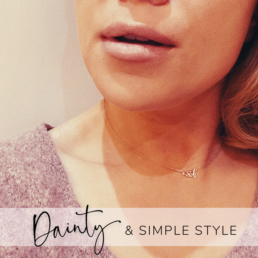 Model wearing .925 Sterling Silver Dainty Cheer Necklace.